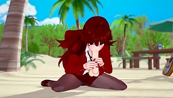 Geanimeerde Pijpscène Met Een Meisje En Haar Vriendin